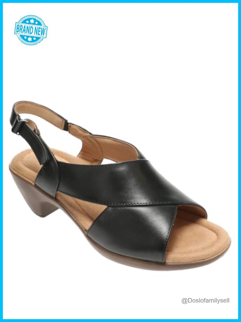 Easy Spirit Chantal Leather Slingback Heeled Sandals Block Heel Arch Support